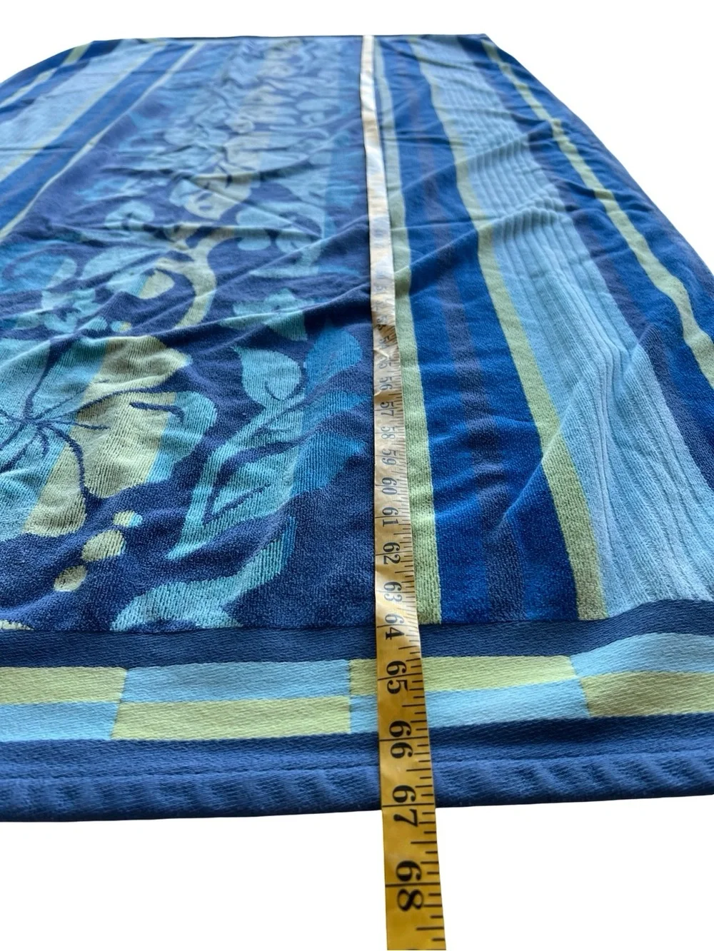 KIRKLAND Extra-Large Beach Towel 67x36 Blue Aloha Egyptian Cotton Made in Egypt